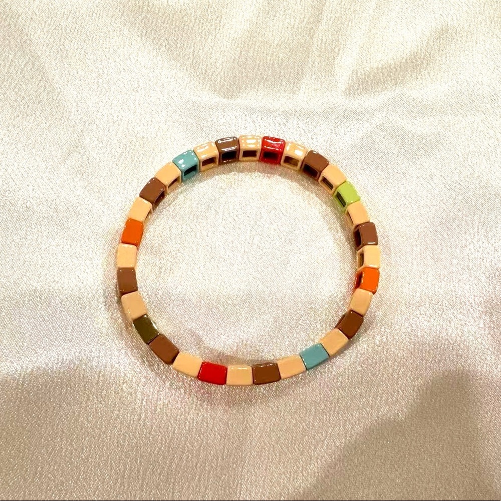Roxanne Assoulin - Rainbow Brite Bit X Bit Colorful Cream Stretch Bracelet